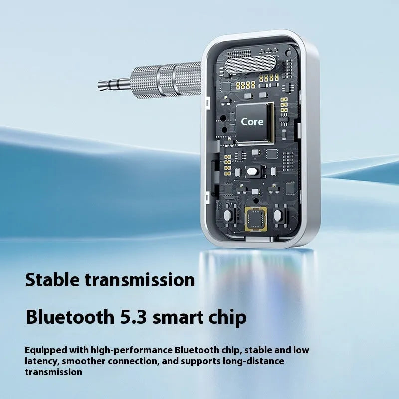 Multi-function Bluetooth 5.3 audio receiver transmitter with 3.5mm interface, Type-C, 300mAh battery, 57x33x13.5mm