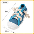 Plastic dog slippers chew toy with squeaker in yellow, black, or blue colours