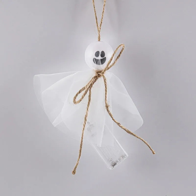 Halloween ghost LED lighting chain with battery box and colourful ghost-themed lights