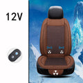 Black car ventilation massage seat cushion with power cord on vehicle seat