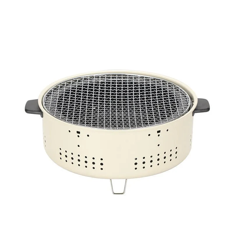 Portable charcoal tea cooking stove set with grill rack for indoor baking