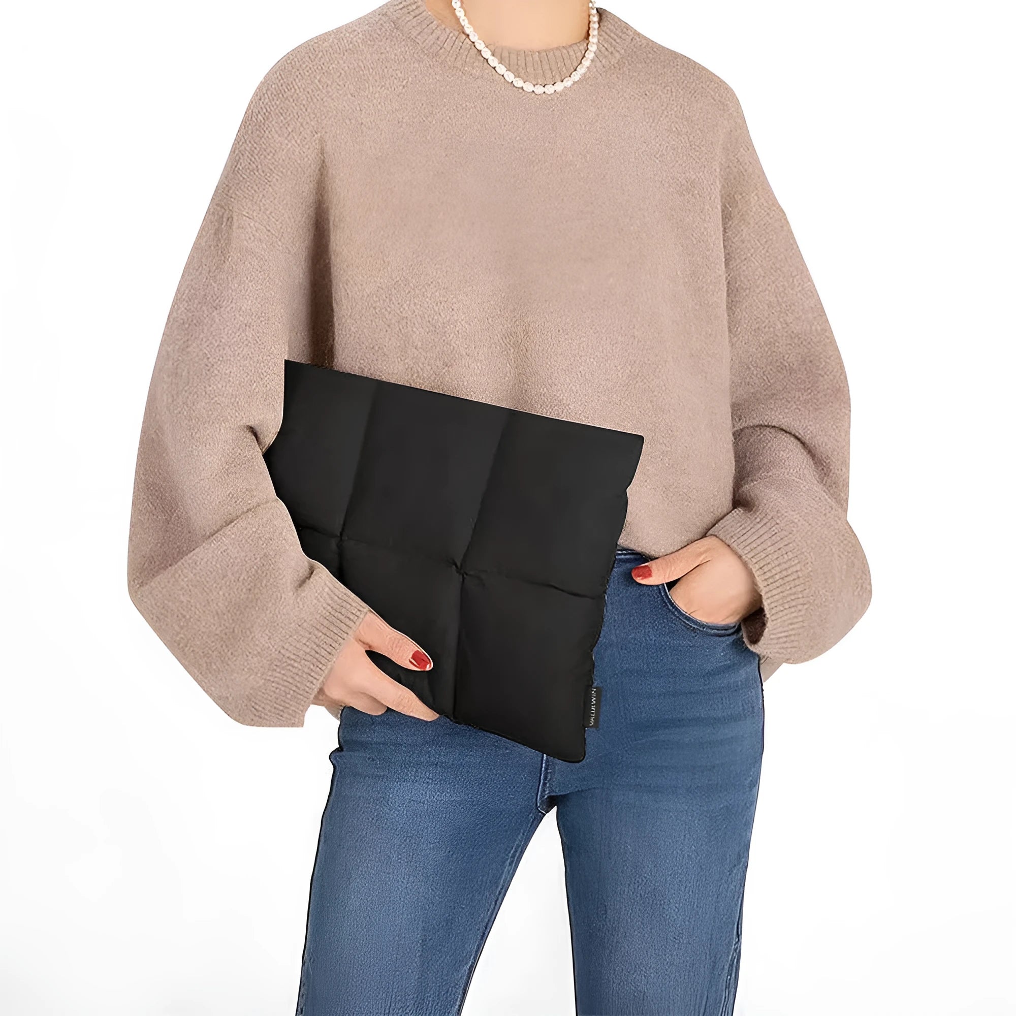 Soft fluffy polyester laptop sleeve in black or khaki for 13 to 15.6 inch laptops