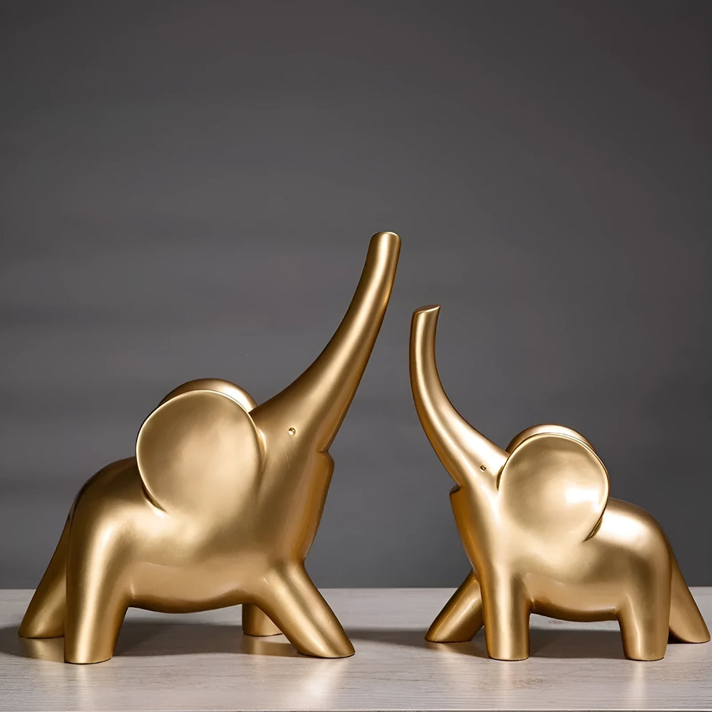Modern resin fortune elephant ornament in rose gold or white colour, large and small sizes available.