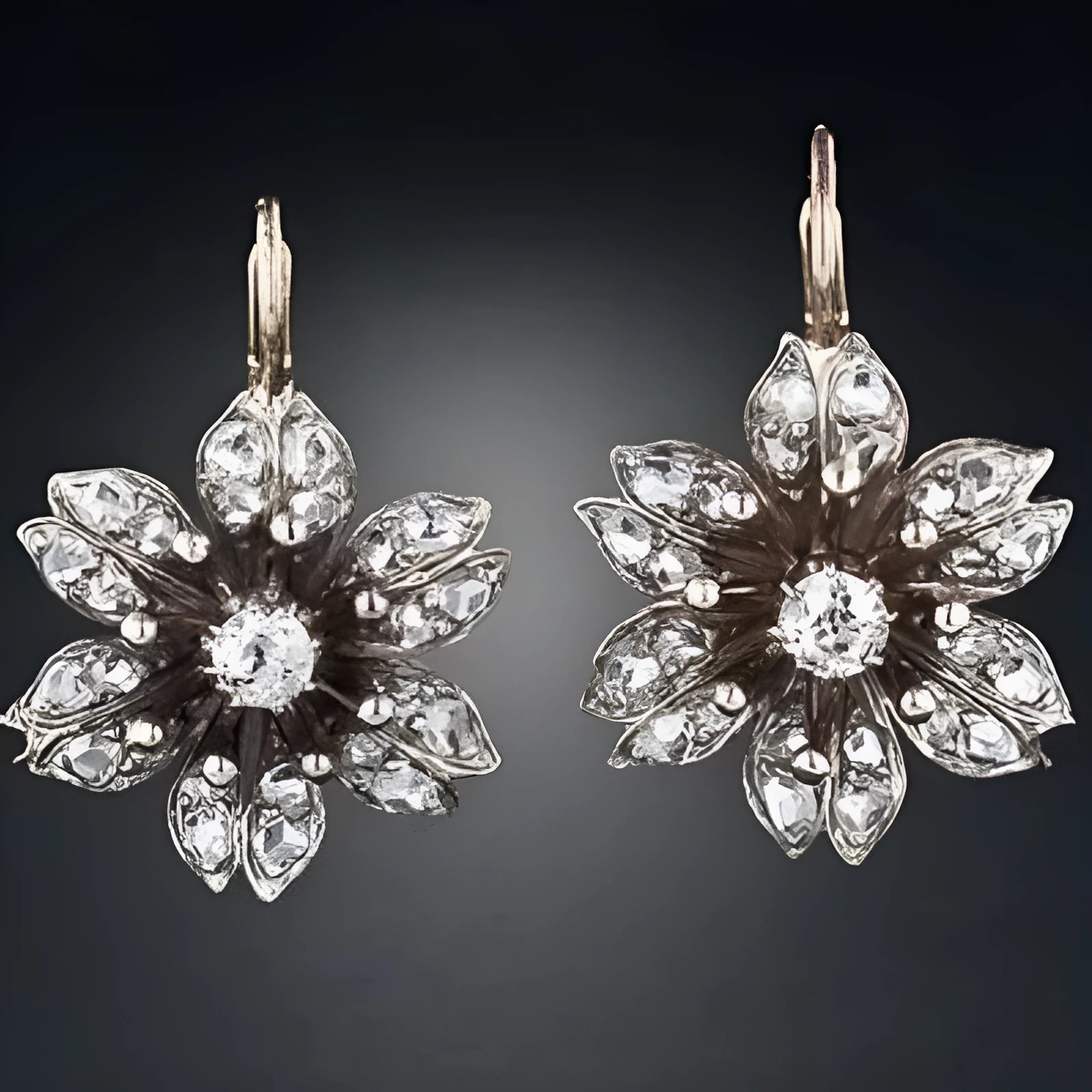 Silver-coloured retro fashion women's earrings with electroplated alloy construction