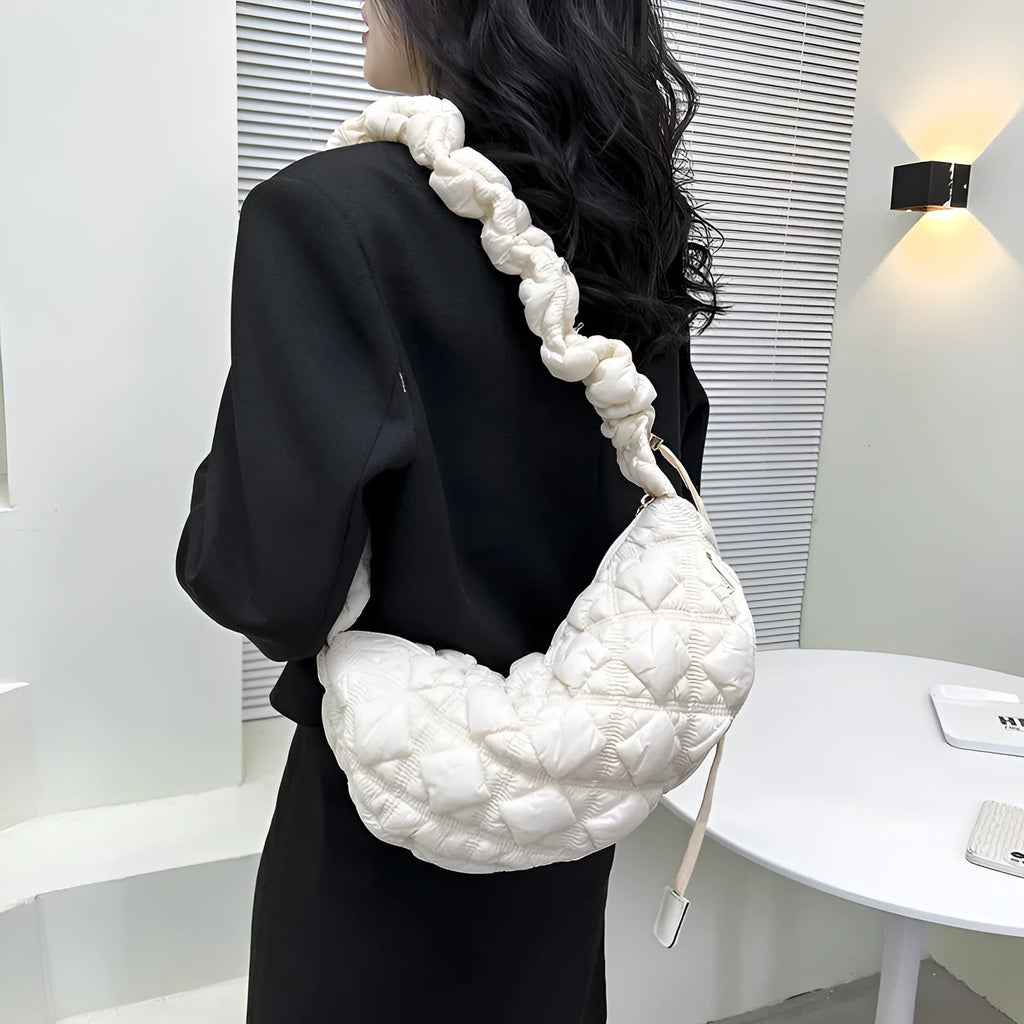 Women's casual nylon shoulder messenger bag in a solid colour with adjustable strap.