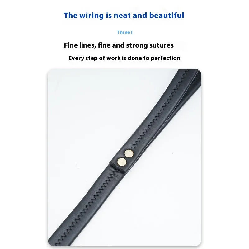 Black PU leather dog lead with padded handle and metal buckle clasp