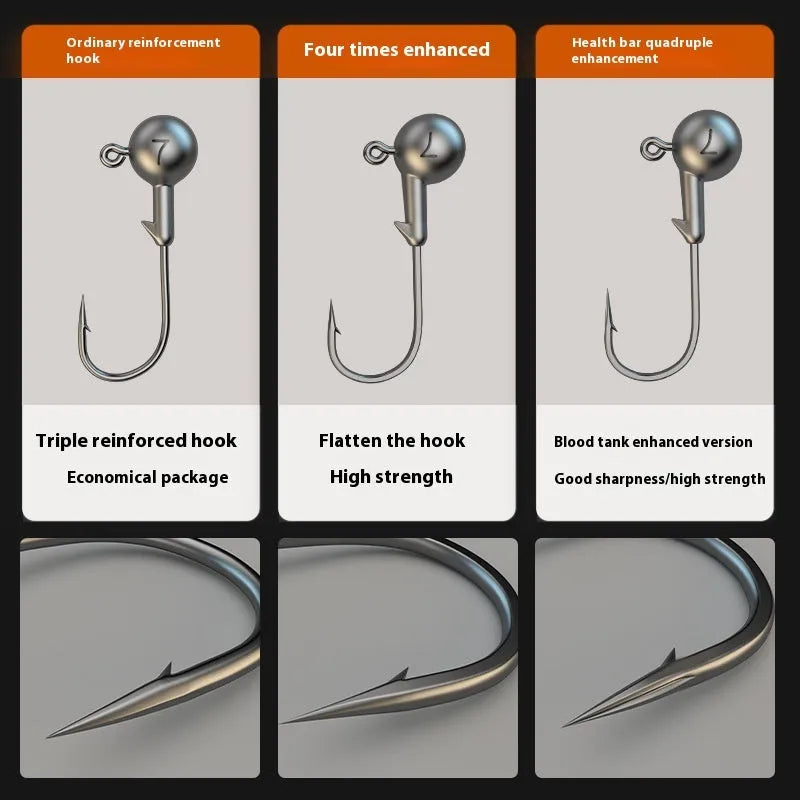 50 piece enhanced jig hook fishing gear pack with reinforced steel construction and primary colour design