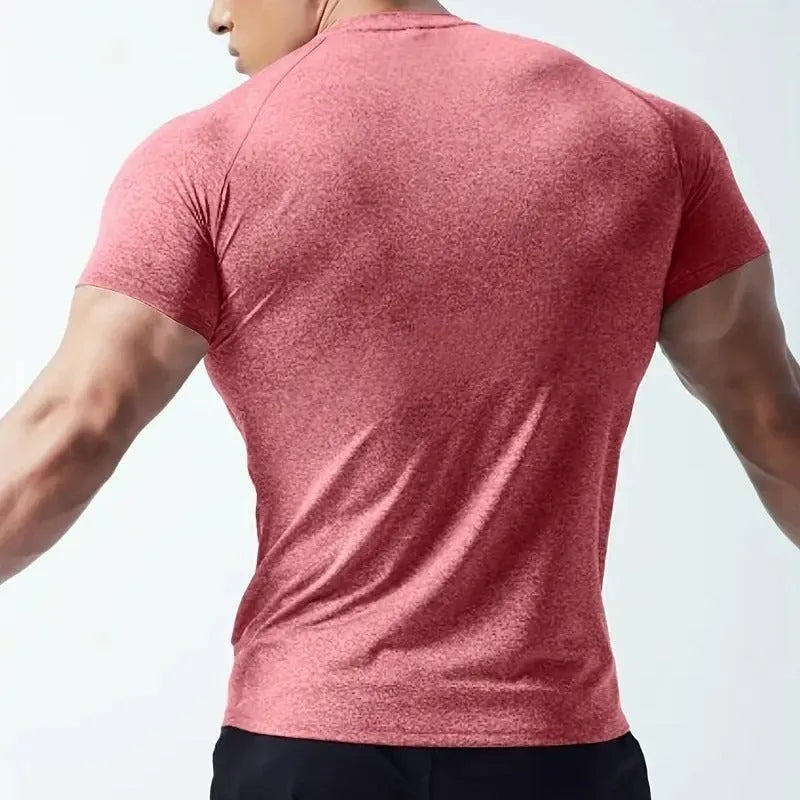 Men's quick-drying stretch casual T-shirt in black with round neck and short sleeves