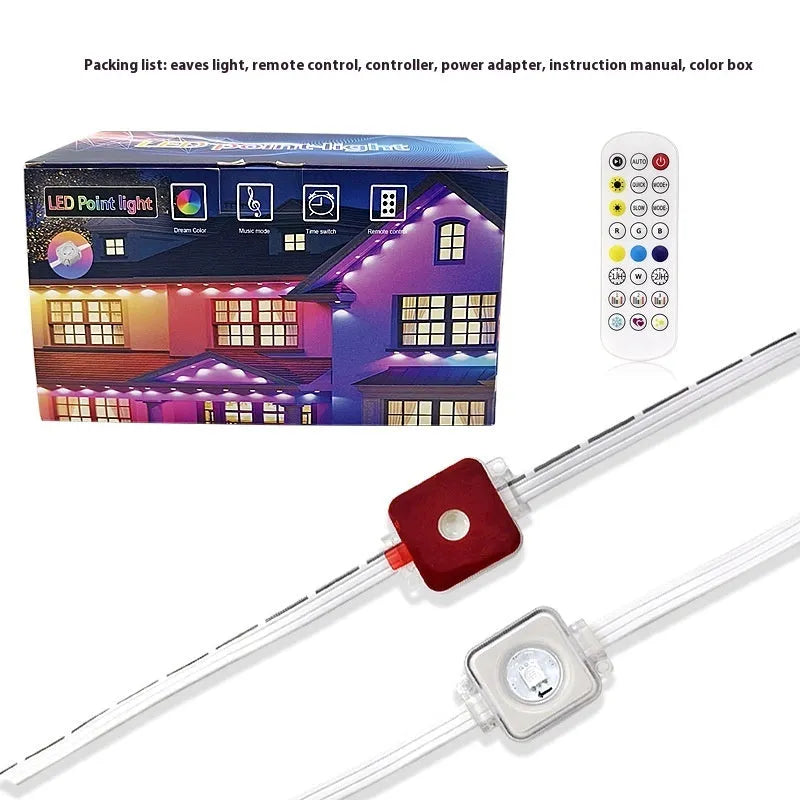 Outdoor decorative lighting chain with planet-shaped bulbs and intelligent graffiti control for eaves and courtyards