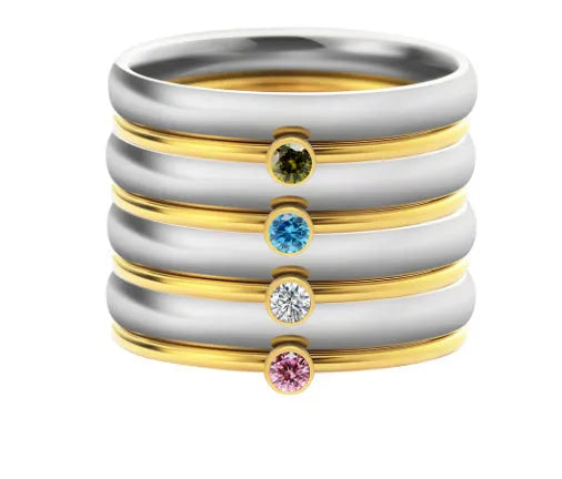 December birthstone engraved titanium steel ring with geometric patterns in UK sizes 5-10