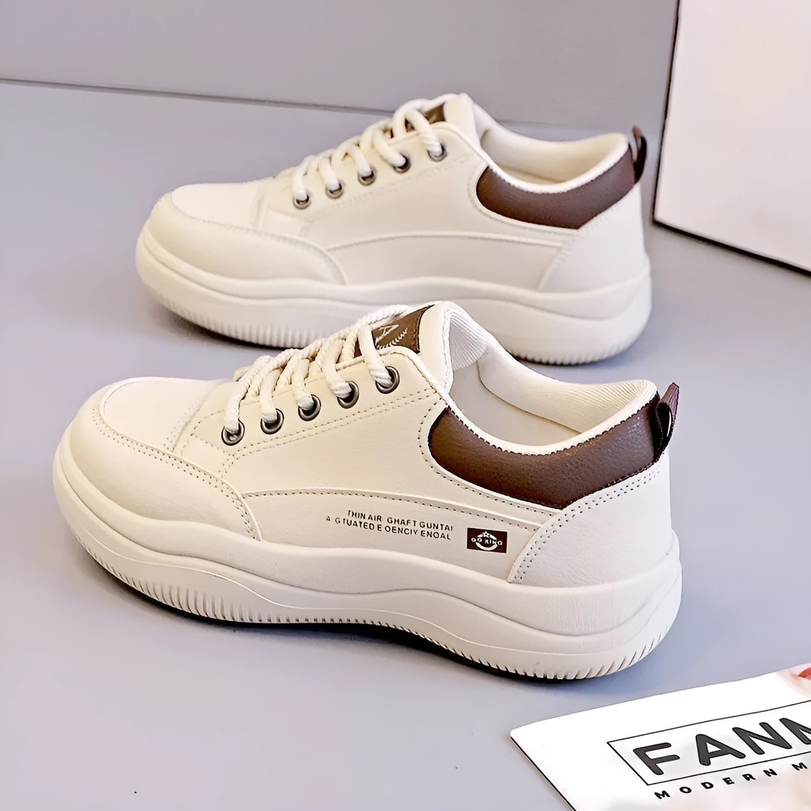 Women's white Korean-style cross-strap pumps with round toe and lace-up front