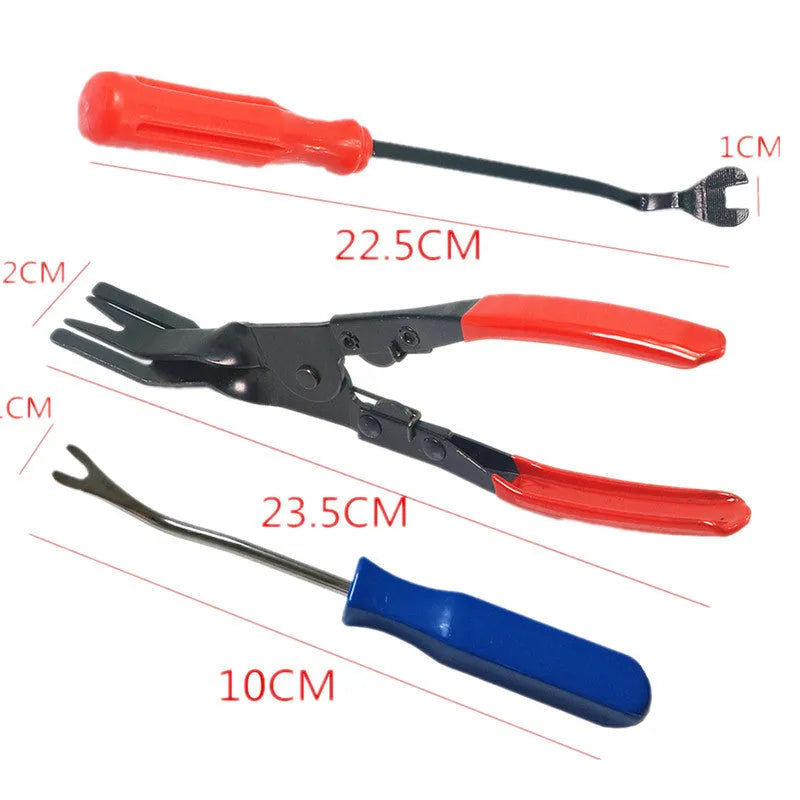 Red-handled steel clip driver for General Motors door panel nailing