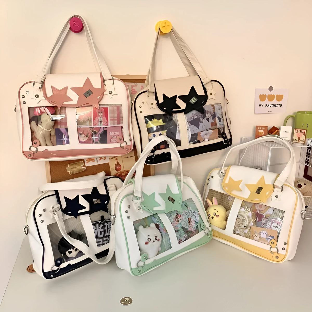 Preppy style PU shoulder messenger bag, 36x21x7cm horizontal square, contrast colour, with mobile phone bag