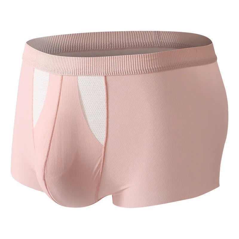 Women's ice silk double-layer underwear shorts in various colours showing the hole bag design for dry wet separation.