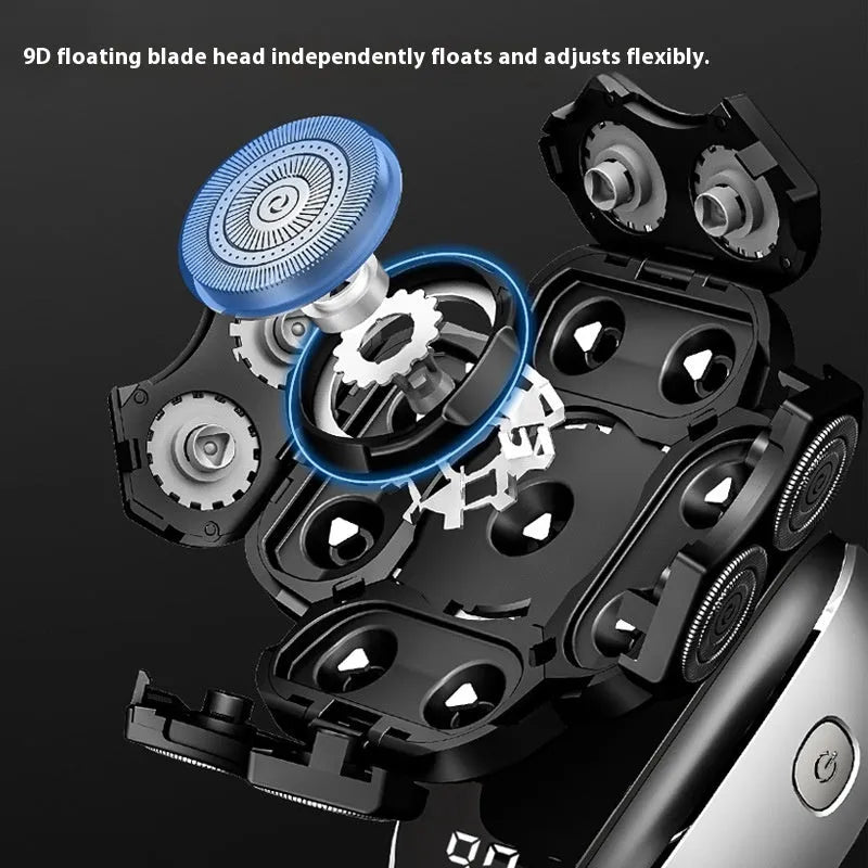 Black 6-in-1 rechargeable haircut kit with multiple attachments including hair clipper, shaver, and grooming tools