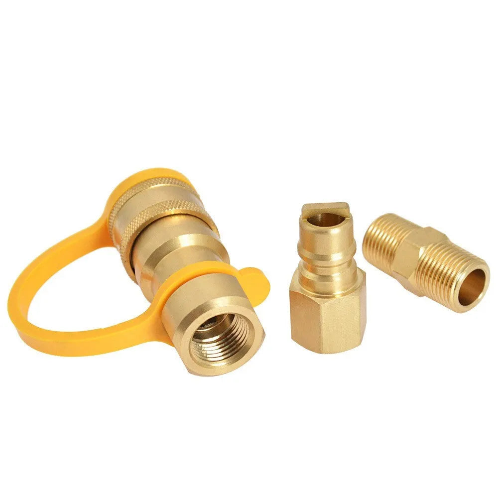 Gold brass gas propane conversion charging connector with 3/8 American standard thread fitting