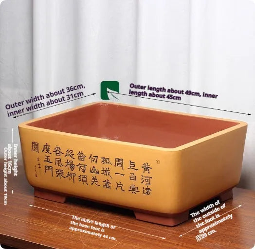 Purple clay flower pot in Chinese style for floor or tabletop, available in five colours and large or small sizes