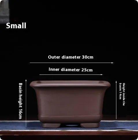 Large antique Chinese style purple clay flower pot for indoor plants and bonsai trees