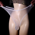 Aurora shiny transparent seamless ultra-thin men's underwear in nylon fabric showing high waist design