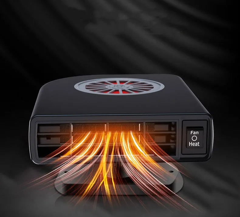 Black compact vehicle-mounted heater for car defrosting and defogging with adjustable bracket