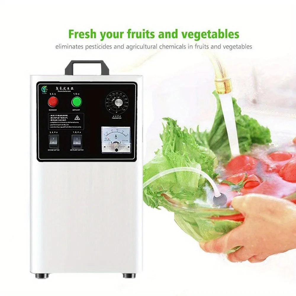 Fruit and vegetable ozone generator machine in stainless steel or white housing with 20g/h output