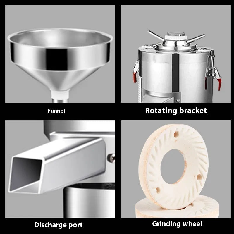 Electric sesame paste grinding machine with stainless steel construction and 100mm grinding wheel