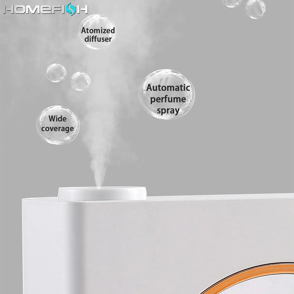 Small white wall-mounted automatic aromatherapy machine for essential oil diffusion.