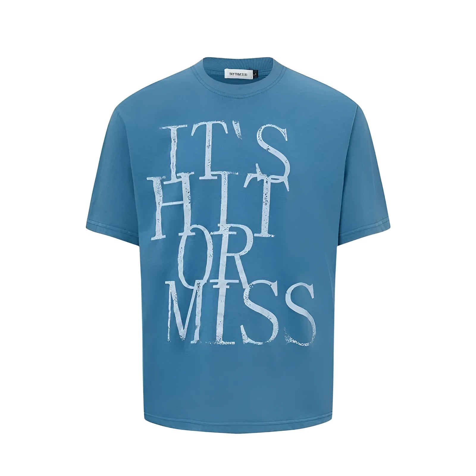 Men's American retro letter print t-shirt in loose fit cotton blend fabric