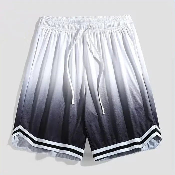 Men's loose gradient cropped jogger pants in pink, grey, black and white colours