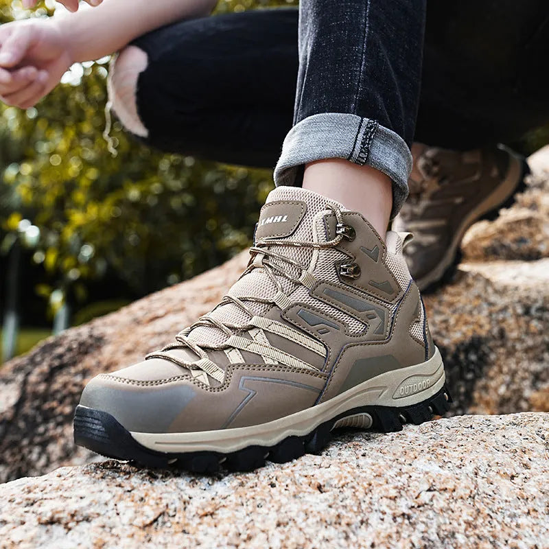 Low top hiking sneakers with rubber sole and flannel upper in black gray light brown pink or purple for mountain climbing