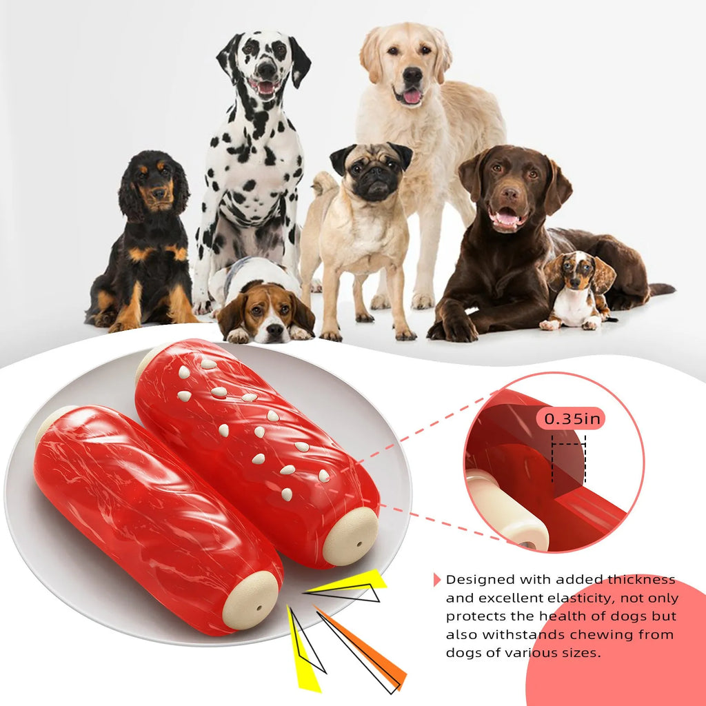 Plastic molar rod dog chew toy with treat dispensing holes