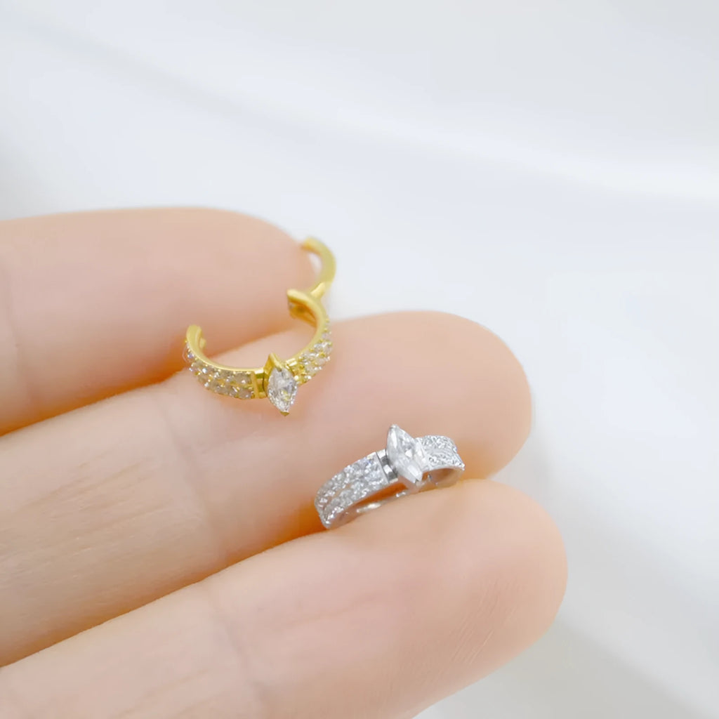 Heart-shaped zircon earrings for women in gold or silver 316 titanium steel