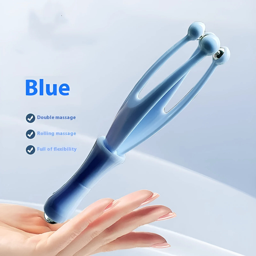 Blue and white steel ball finger massager for hand joint tension relief