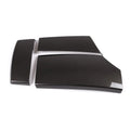 Set of three glossy black carbon fibre pattern ABS protective covers for a car armrest box.