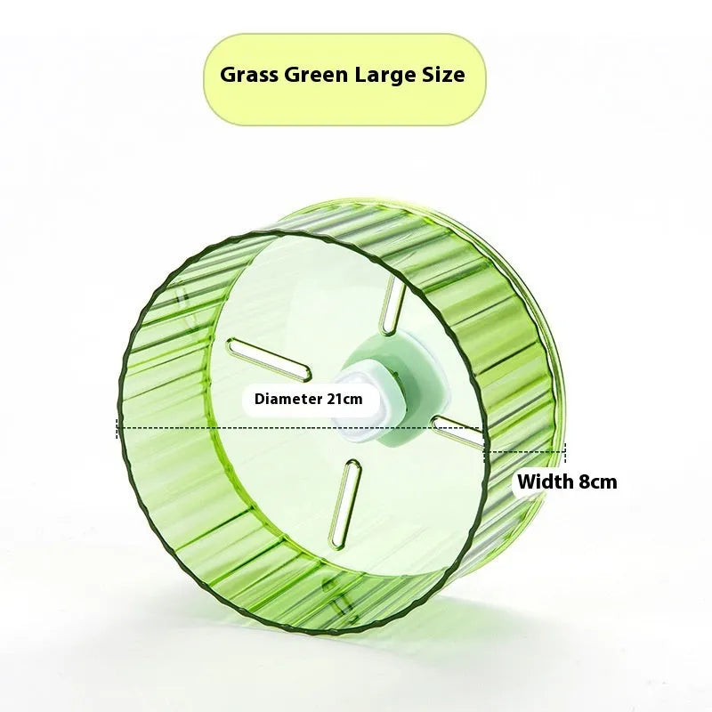 Plastic parrot running wheel toy in transparent colour showing rotating treadmill mechanism