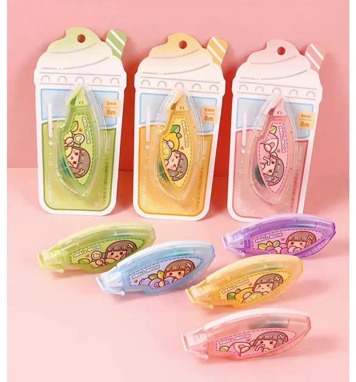 Dotting glue adhesive in fruit juice colours with card packaging for craft and stationery use