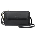 A ladies long wallet in soft PU leather with a double zipper, shown in a horizontal square shape.