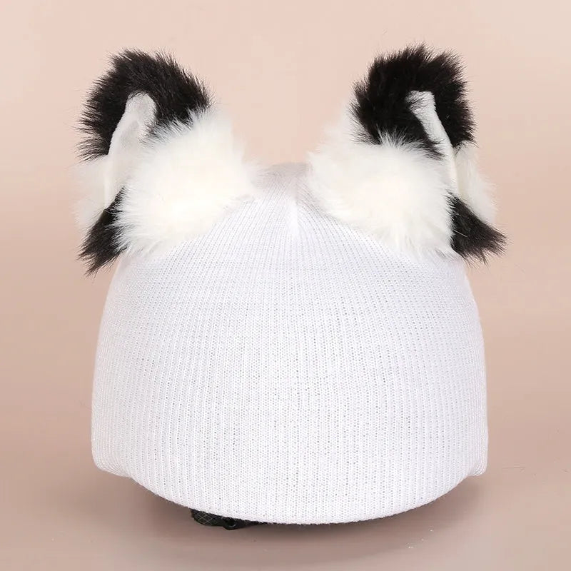 Plush helmet cover with cartoon ear decorations for cycling and costume use
