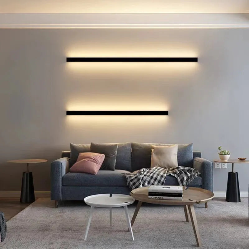 80 cm black aluminium LED strip wall lamp with touch control for three white light colours