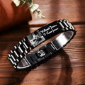 Titanium steel men's bracelet with curved heart design and engraved lettering options