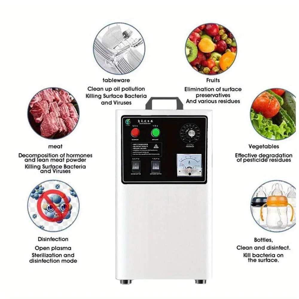 Fruit and vegetable ozone generator machine in stainless steel or white housing with 20g/h output