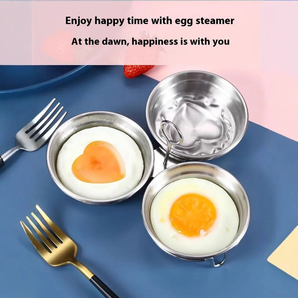 Stainless steel heart-shaped egg steamer for boiling eggs and making egg stew
