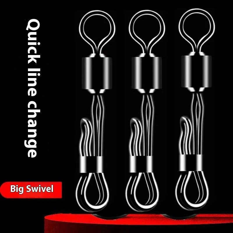 Brass quick change barrel swivel bearing for fishing line management