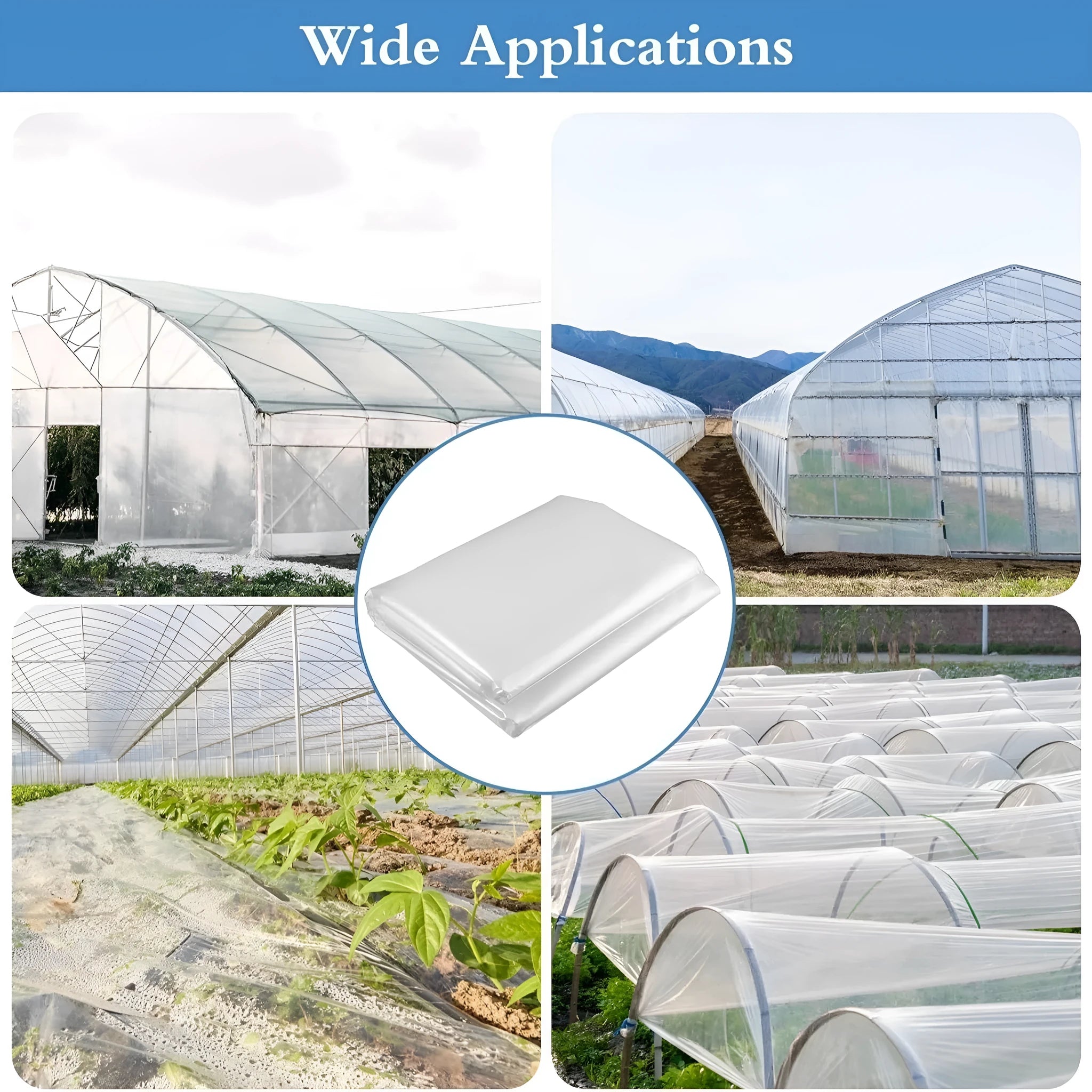 Roll of clear plastic greenhouse film for vegetable shed cold-proof insulation, 4x8 metre size