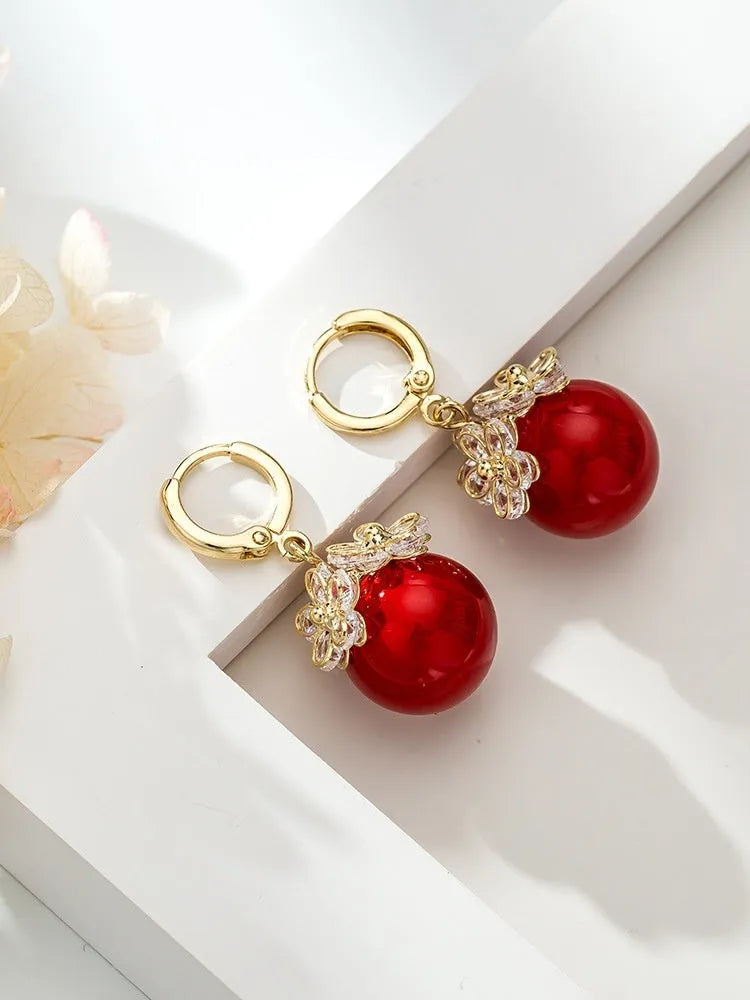 Copper geometric earrings with zircon stones and electroplated rose detail in various colour options for women