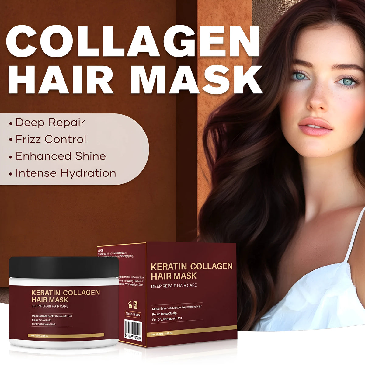 100ml collagen hair mask container for moisturising and repairing dry hair