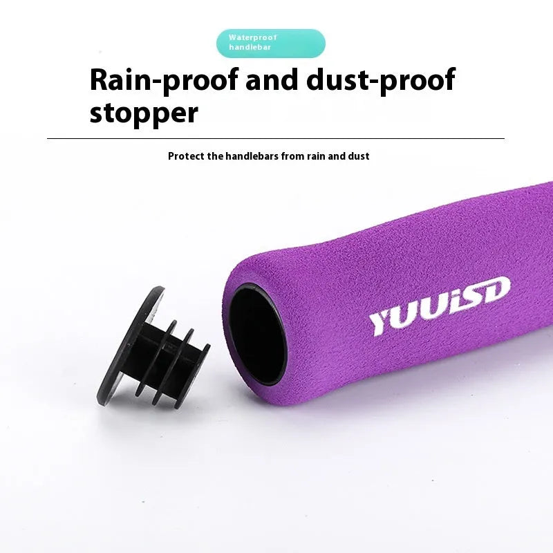 Mountain bike sponge handlebar grip covers in black, purple or biange colours weighing 41g