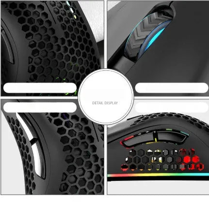 BM600 wireless gaming mouse with luminous charging in cyan, black, or white on a desk.