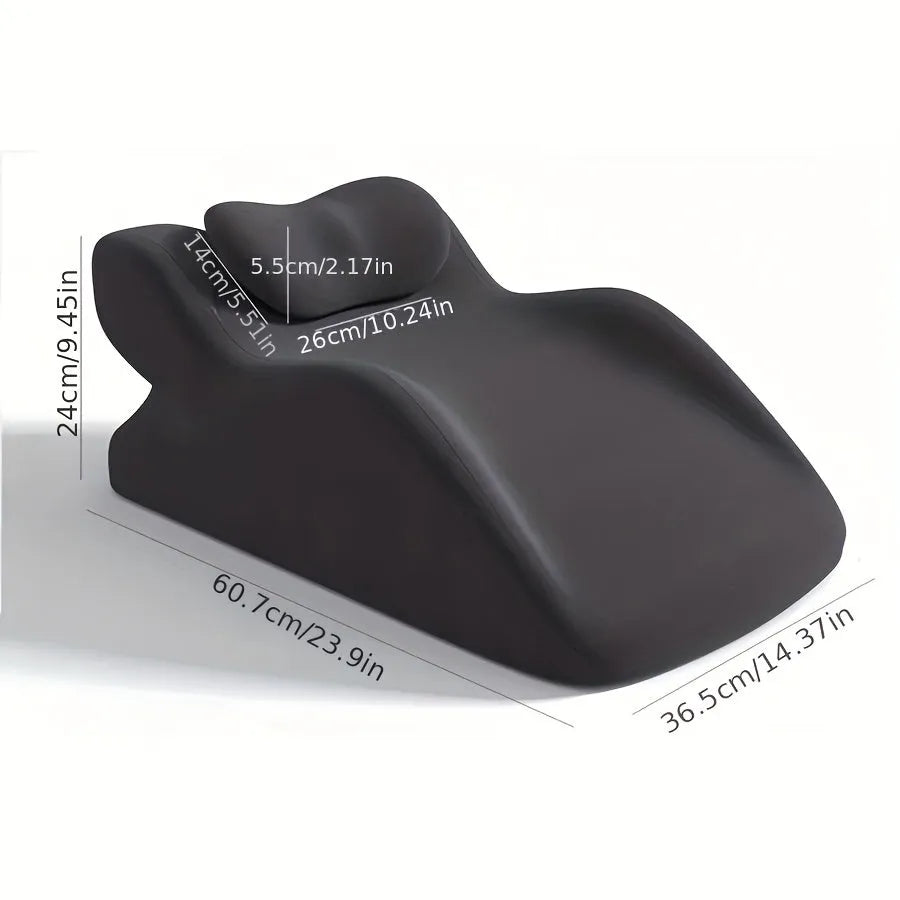Stomach sleeper pillow with a centre hole, shown in blue, dark grey, green, and light grey colour options.
