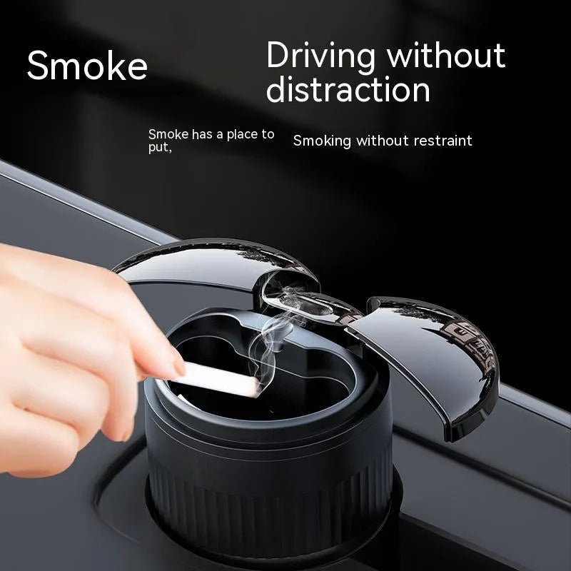 Smart infrared sensing metal car ashtray with lid in black colour